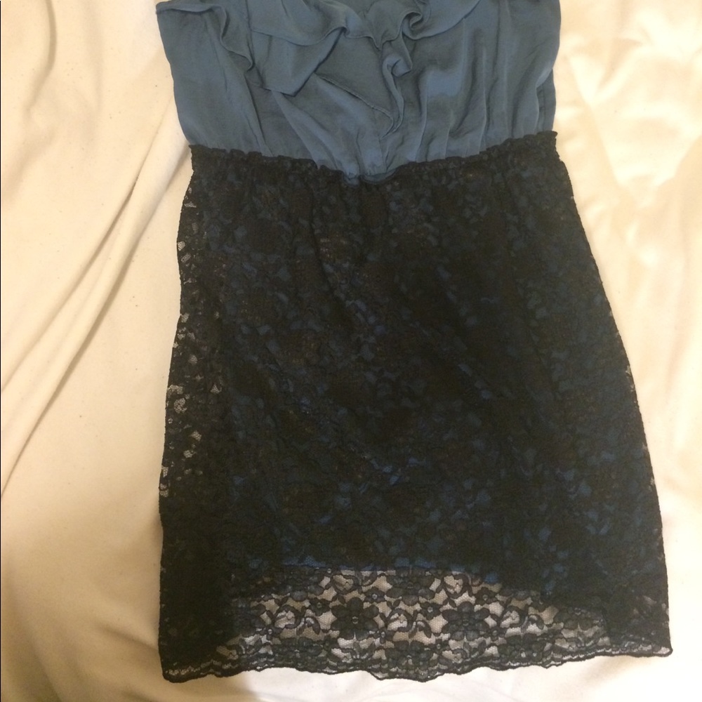 Velvet blue and black dress